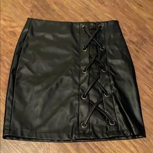Black leather skirt
